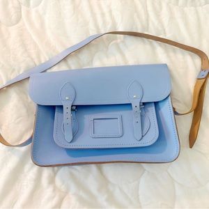 Cambridge Satchel Company 13” satchel in periwinkle blue with silver metal